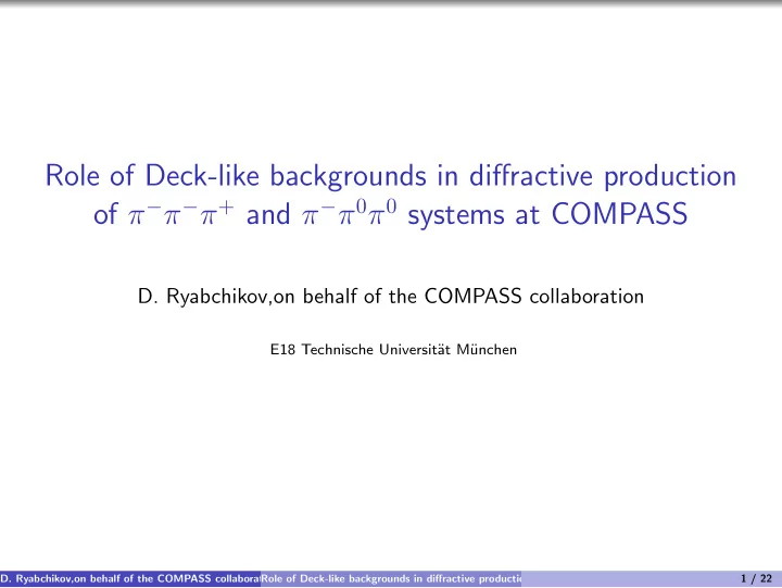 role of deck like backgrounds in diffractive production