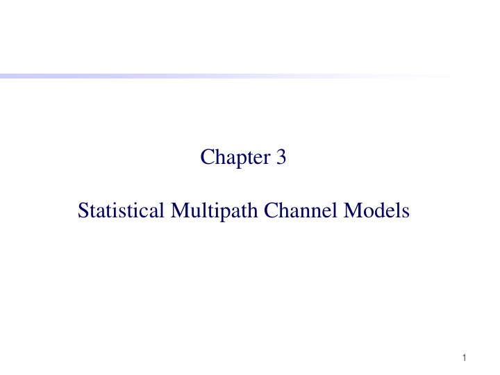 statistical multipath channel models