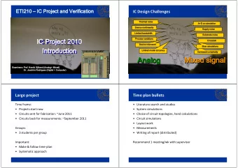 Analog  Mixed signal  Analog  Mixed signal  Examiners: Prof. Henrik Sjland (Analog+ Mixed)  Dr.