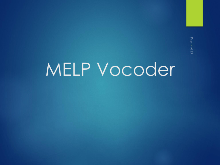 melp vocoder outline