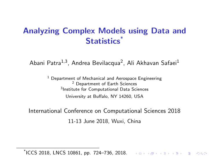 analyzing complex models using data and