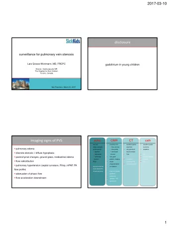 disclosure  surveillance for pulmonary vein stenosis  Lars Grosse-Wortmann, MD, FRCPC  gadolinium
