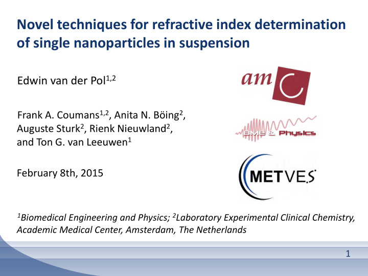 novel techniques for refractive index determination of