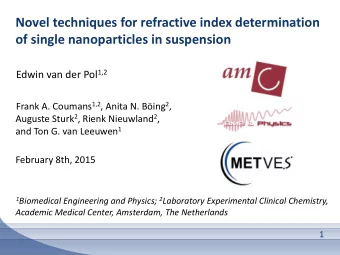 Novel techniques for refractive index determination  of single nanoparticles in suspension Edwin