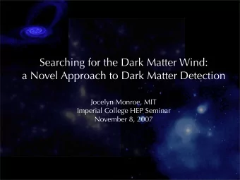 Searching for the Dark Matter Wind:  a Novel Approach to Dark Matter Detection  Jocelyn Monroe, MIT