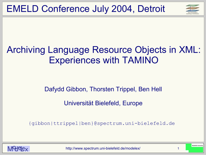 emeld conference july 2004 detroit archiving language