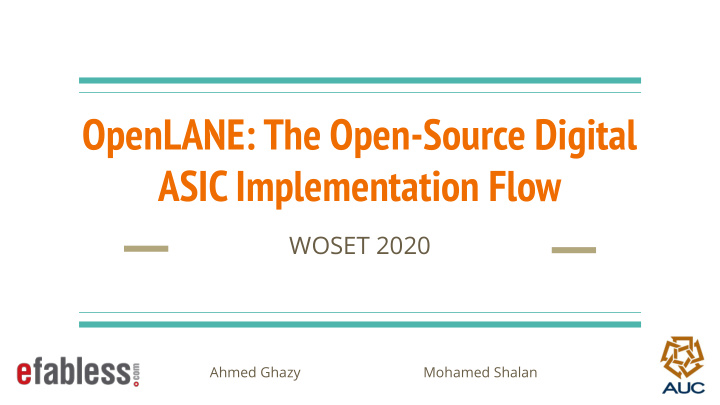 openlane the open source digital asic implementation flow