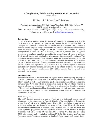 A Complimentary Self-Structuring Antenna for use in a Vehicle  Environment J.E. Ross* 1 , E.J.