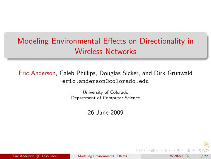 modeling environmental effects on directionality in