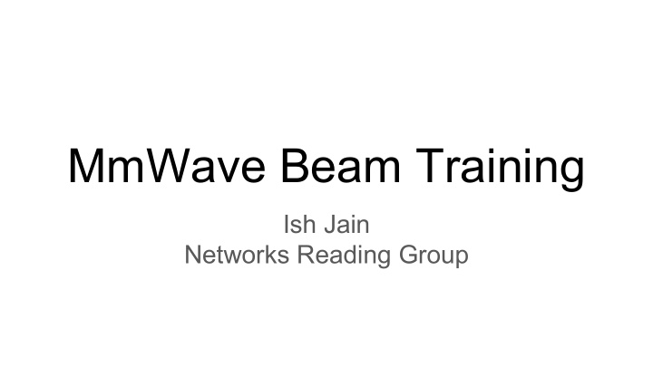 mmwave beam training