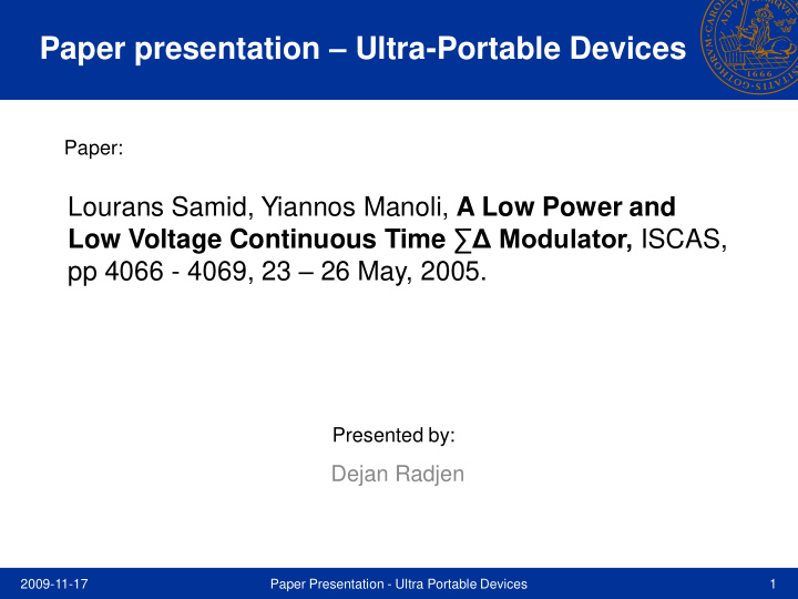 paper presentation ultra portable devices