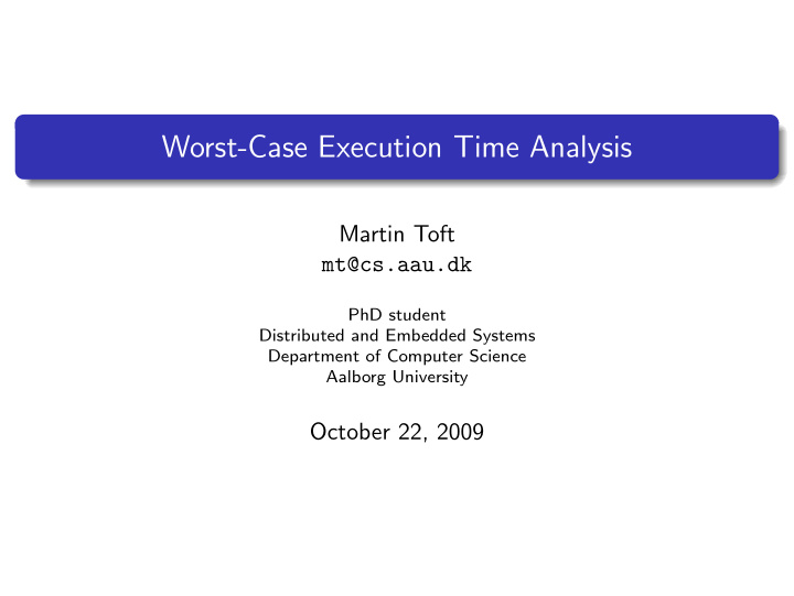 worst case execution time analysis