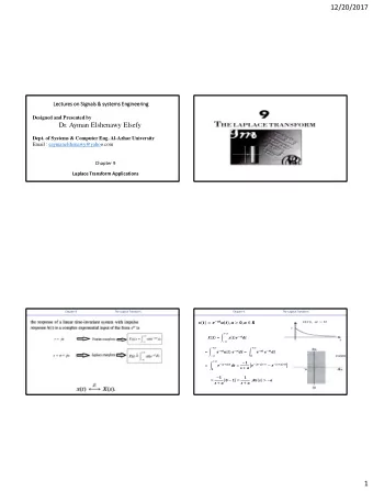12/20/2017  Lectures on Signals &amp; systems Engineering  Designed and Presented by  Dr. Ayman