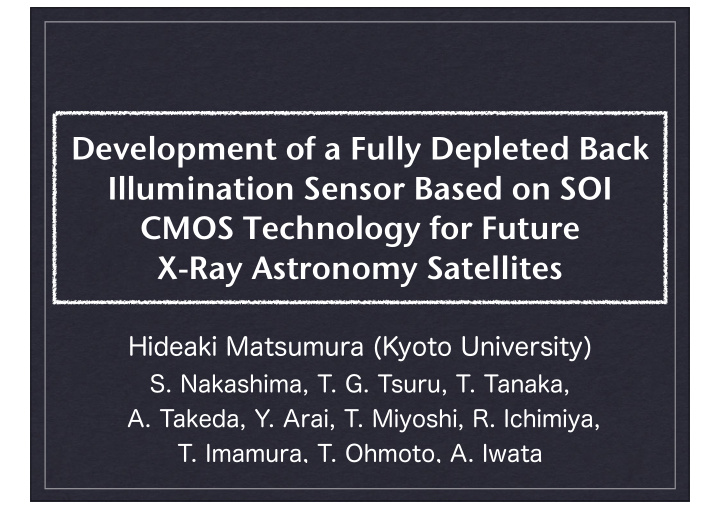 development of a fully depleted back illumination sensor