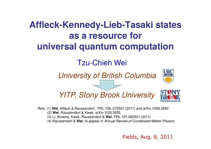 affleck kennedy lieb tasaki states as a resource for