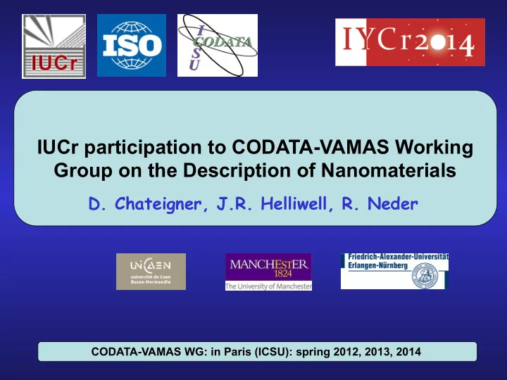 iucr participation to codata vamas working