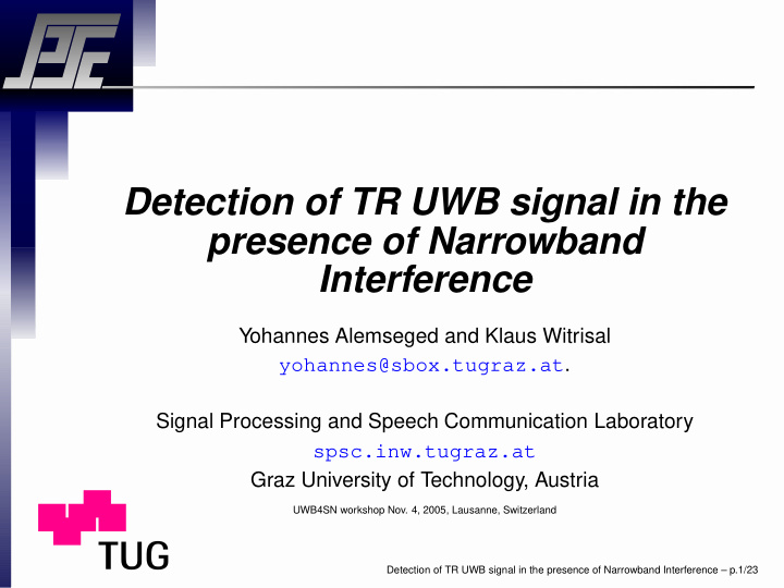 detection of tr uwb signal in the presence of narrowband