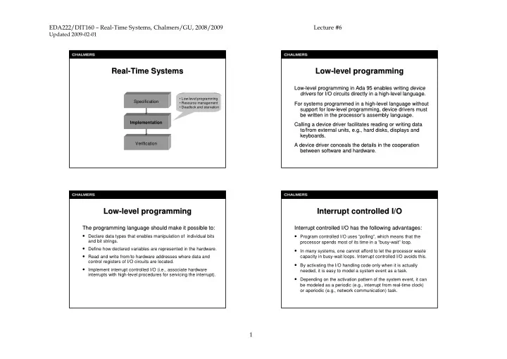 real real time systems time systems low low level