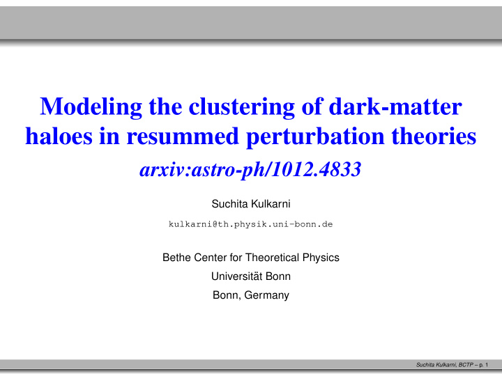 modeling the clustering of dark matter haloes in resummed