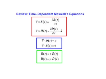 Material Constants  Uniform Isotropic Media  Generalized Wave Equation  Free Space  Time Harmonic