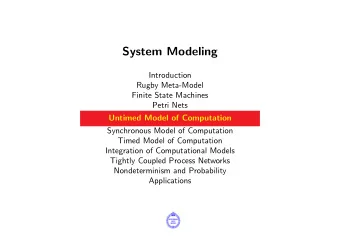 System Modeling  Introduction  Rugby Meta-Model  Finite State Machines  Petri Nets  Untimed Model