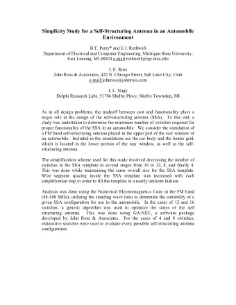 Simplicity Study for a Self-Structuring Antenna in an Automobile  Environment  B.T. Perry* and E.J.