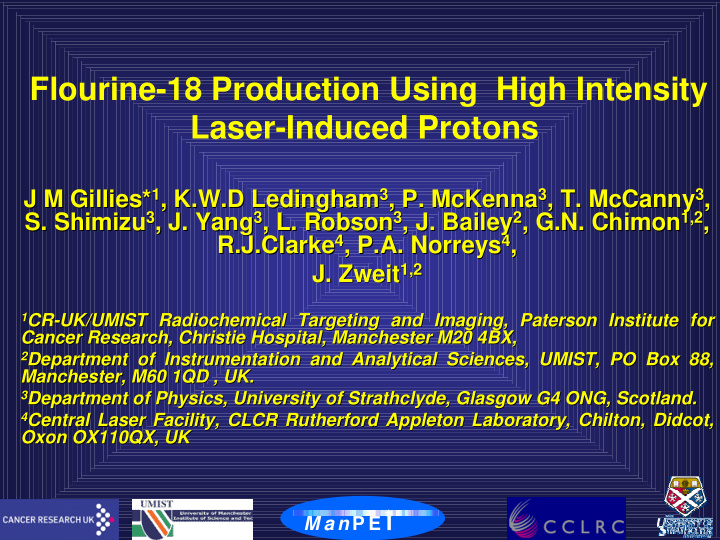 flourine 18 production using high intensity laser induced