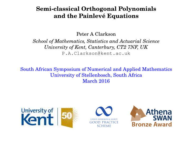 semi classical orthogonal polynomials and the painlev e