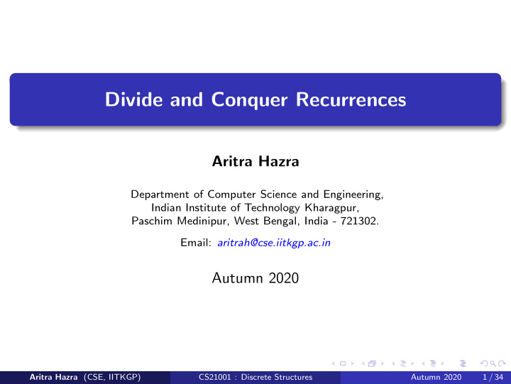 divide and conquer recurrences