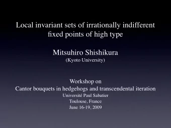 Local invariant sets of irrationally indifferent  fixed points of high type  Mitsuhiro Shishikura