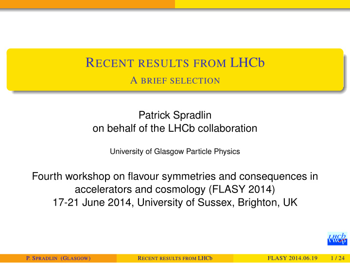 r ecent results from lhcb