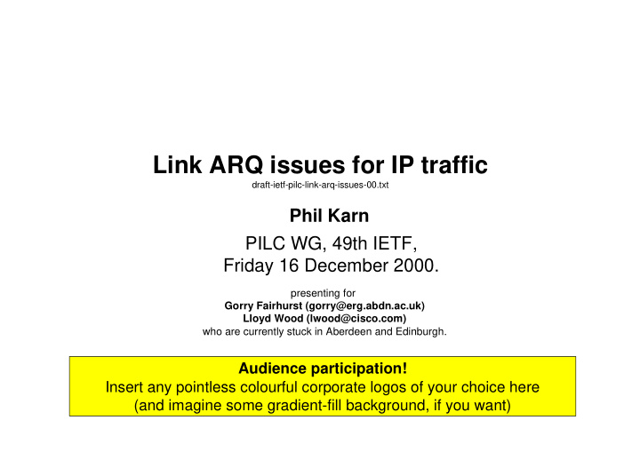 link arq issues for ip traffic