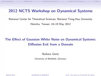 2012 NCTS Workshop on Dynamical Systems  National Center for Theoretical Sciences, National