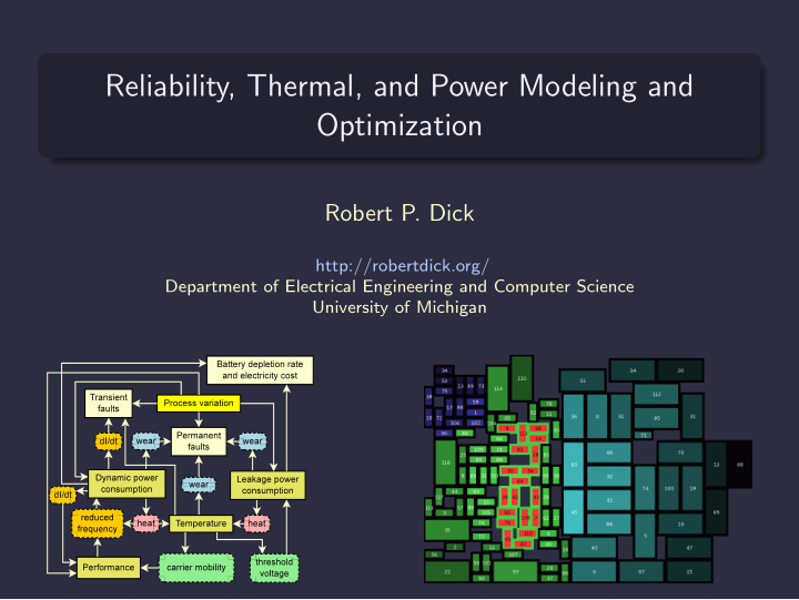 reliability thermal and power modeling and optimization