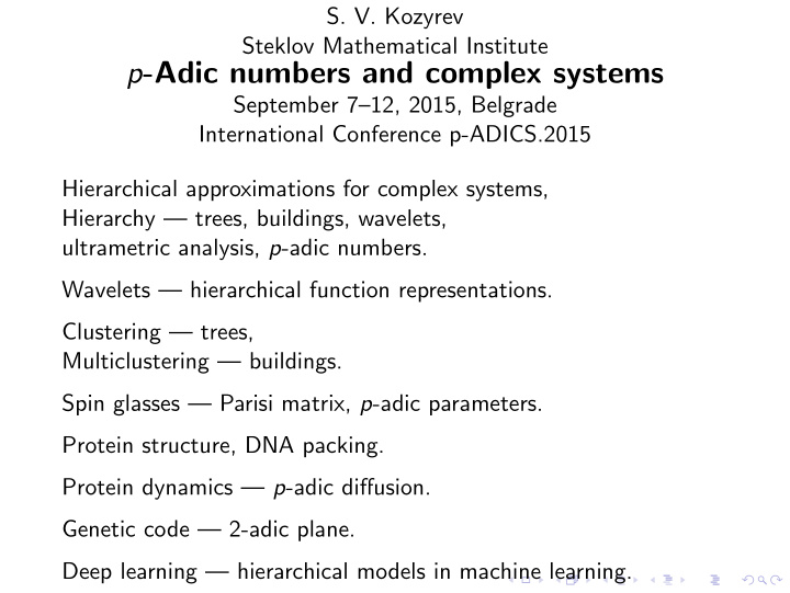 p adic numbers and complex systems