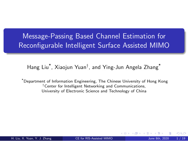 message passing based channel estimation for