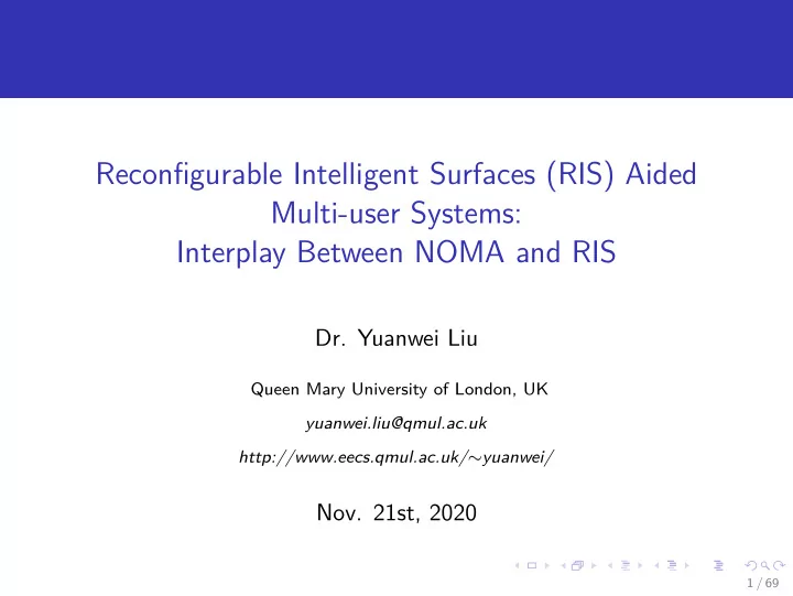 reconfigurable intelligent surfaces ris aided multi user