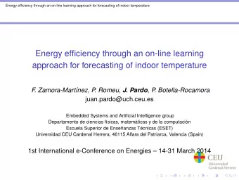 Energy efficiency through an on-line learning  approach for forecasting of indoor temperature  F.