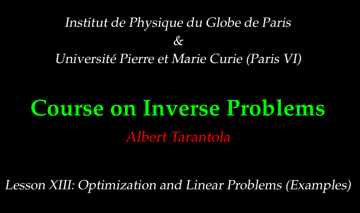 course on inverse problems