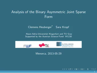 Analysis of the Binary Asymmetric Joint Sparse  Form Clemens Heuberger *  Sara Kropf