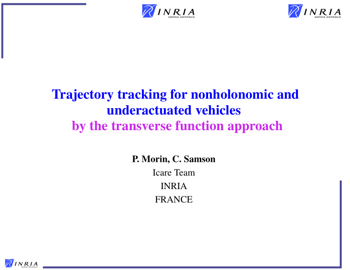 trajectory tracking for nonholonomic and underactuated