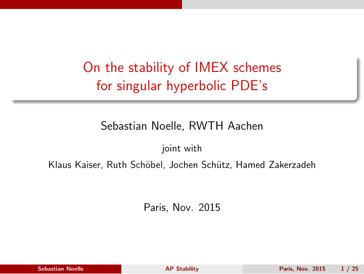 on the stability of imex schemes for singular hyperbolic