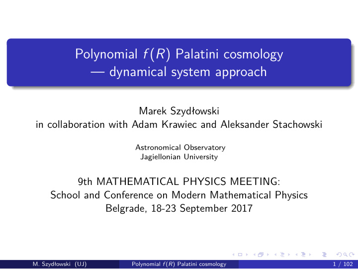 polynomial f r palatini cosmology dynamical system