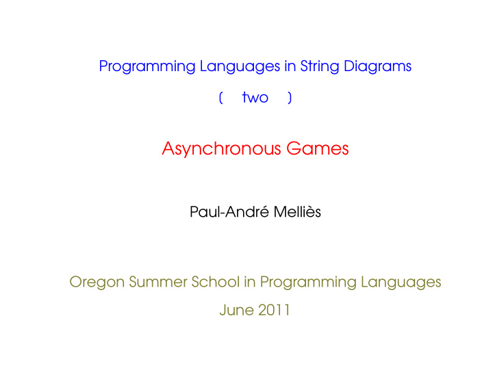 asynchronous games