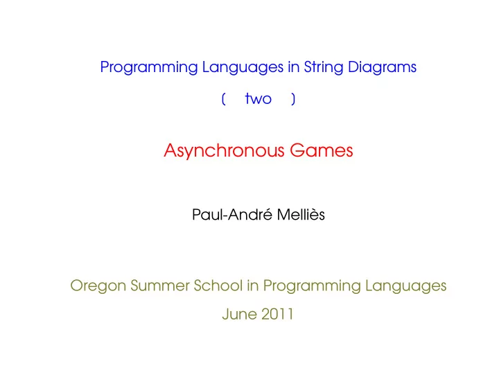 asynchronous games