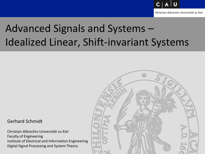 idealized linear shift invariant systems
