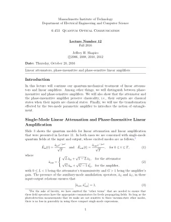 Introduction  In this lecture will continue our quantum-mechanical treatment of linear attenua-