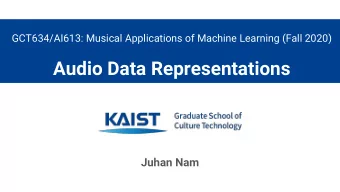 Audio Data Representations  Juhan Nam  Types of Music Data  Audio  MP3, WAV    Score