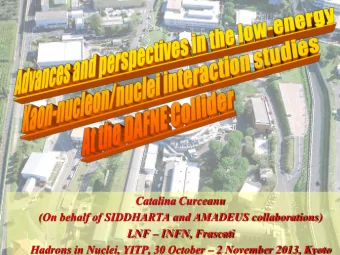 (On behalf of SIDDHARTA and AMADEUS collaborations) LNF  INFN, Frascati Hadrons in Nuclei, YITP,