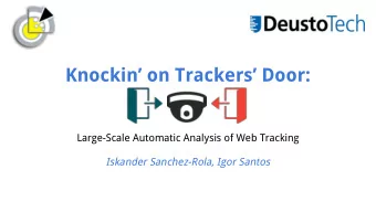 Knockin on Trackers Door:  Large-Scale Automatic Analysis of Web Tracking  Iskander